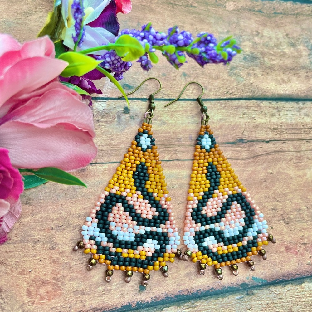 Handcrafted Beaded Earrings - Picture 2 of 5